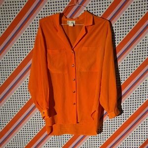 Vintage 1980s Ruth Norman 100%‎ Polyester Orang Blouse